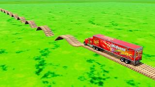 Mack Truck vs Impossible Log Wave Bridge Crossing Cars Vs Deep ACID Lava - BeamNG.Drive