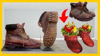 Make a Cement Planter from a Shoe  - Cement Craft DIY