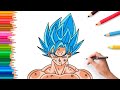 How to draw Goku Super Saiyan Blue step by step | easy Dragonball Tutorial 
