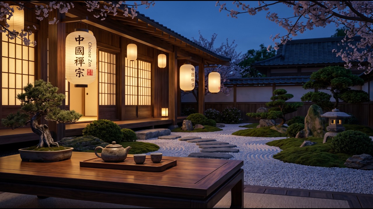 中国古风禅意音乐｜宁静庭院・樱花夜景・深度睡眠Relaxing Zen Music