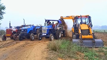 New Jcb 3dx Backhoe Loader Machine Loading Red Mud In Swaraj 742 XT Tractor | Jcb Video