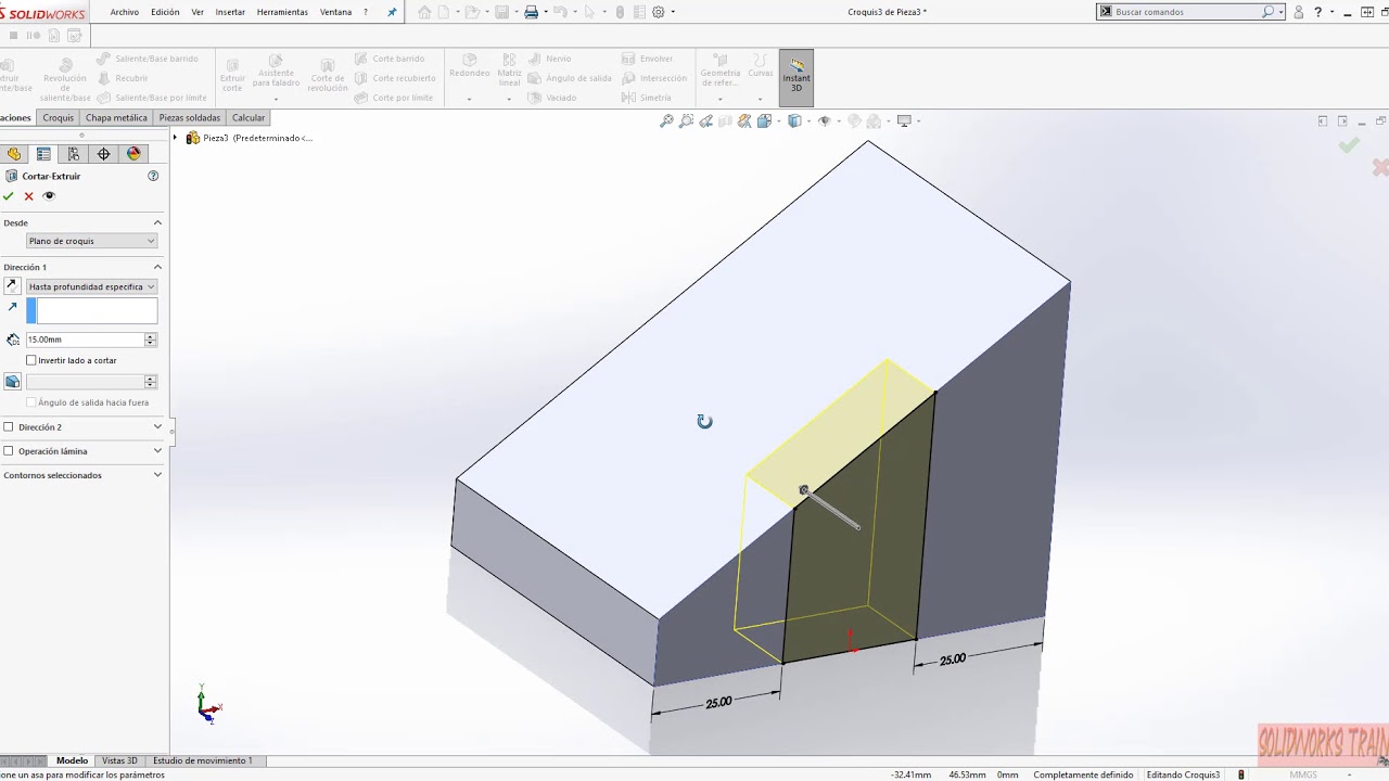Tutorial de solidworks para principiantes, ejercicio 2 - YouTube