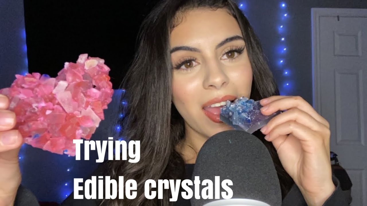 Asmr Trying Edible Crystals for the first time!!(crunchy eating sounds)🍬🍭🧊