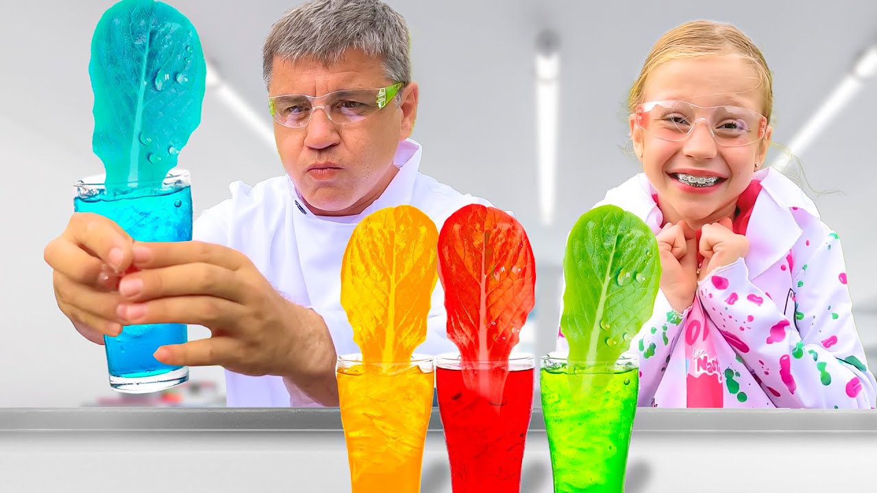 Nastya and dad made a smoothie challenge. Collection for children