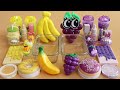 Mixing"Banana VS Grape" Eyeshadow and Makeup,parts,glitter Into Slime!Satisfying Slime Video!★ASMR★