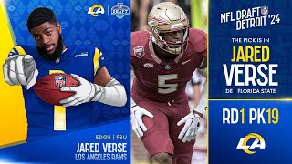 2024 NFL DRAFT RD 1 PK 19 JARED VERSE TO THE LOS ANGELES RAMS