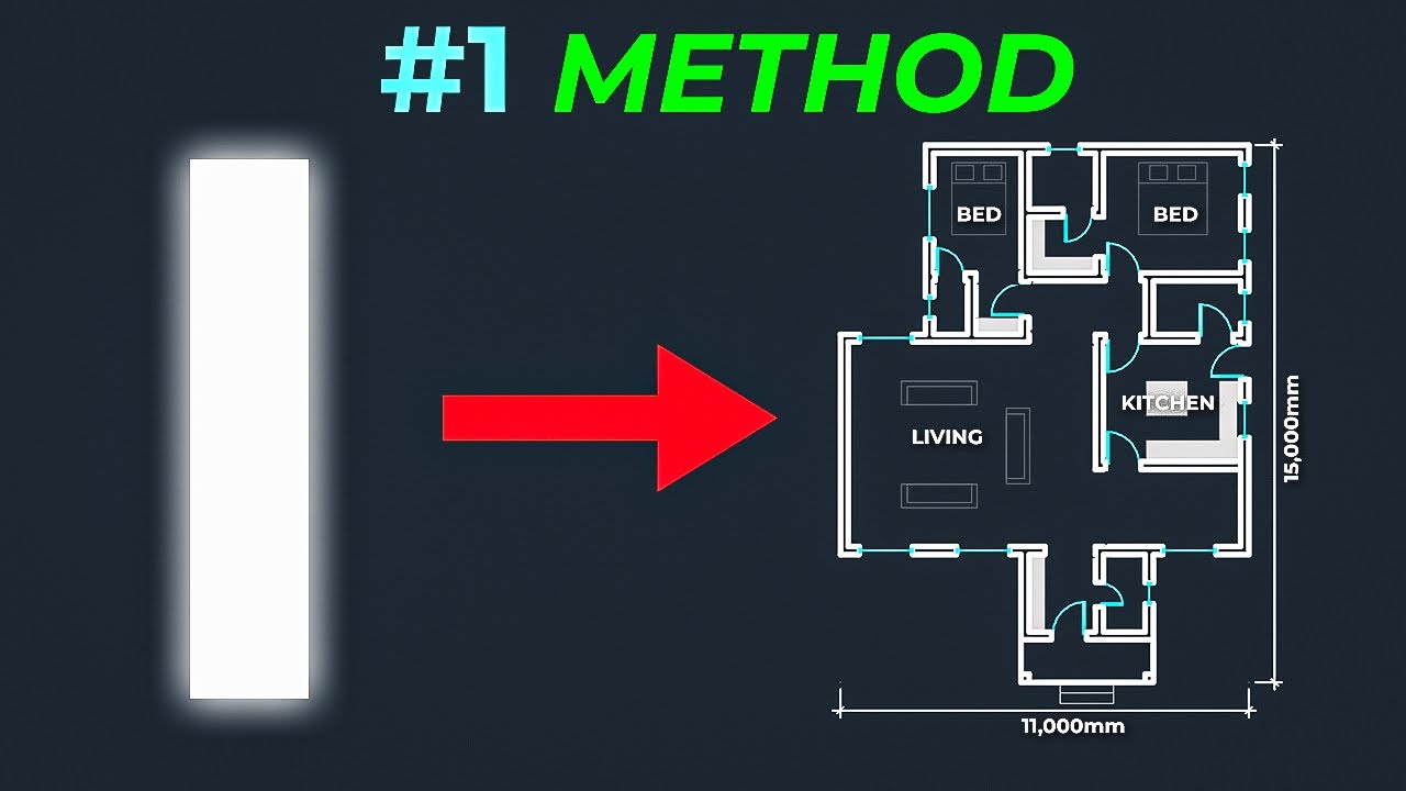 Лучший способ создать план этажа в AutoCAD с помощью одной линии.