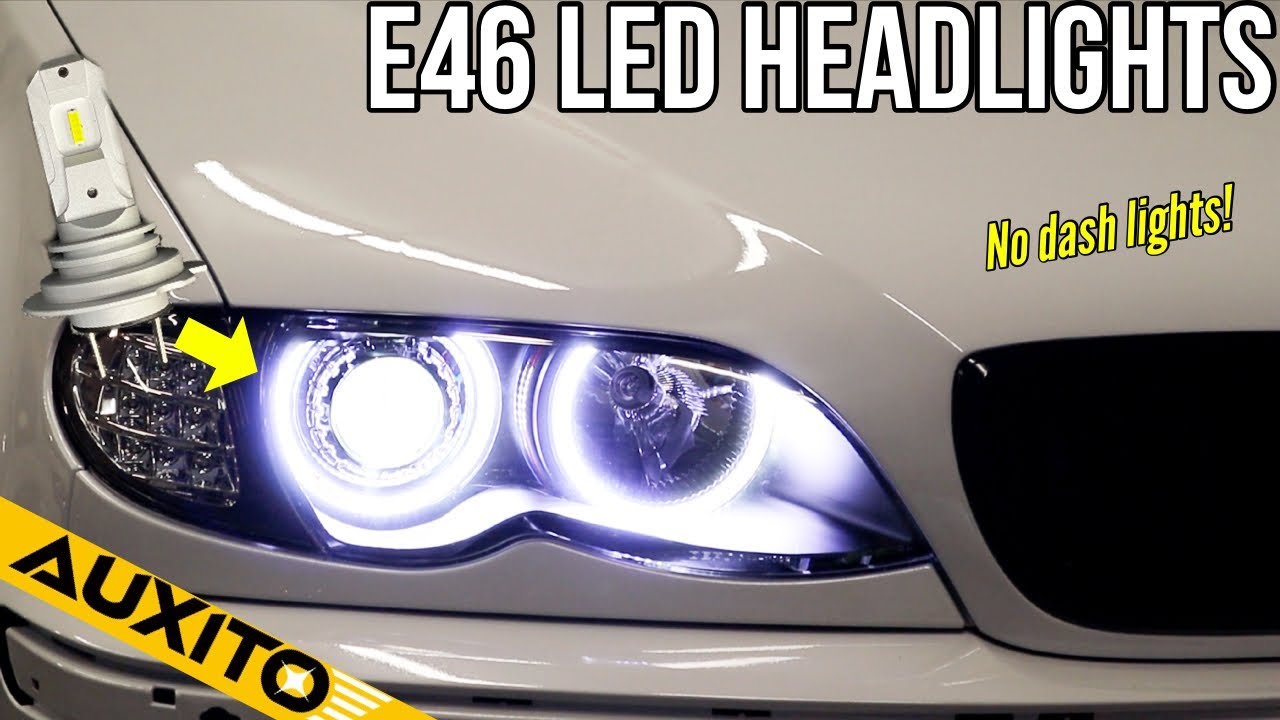 LED bulbs so much brighter than Halogen! BMW E46 M3 full LED headlights. No dash lights! - YouTube