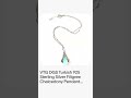 Vintage DGS Turkish 925 Sterling Silver Filigree Blue Chalcedony Pendant Necklace 21"