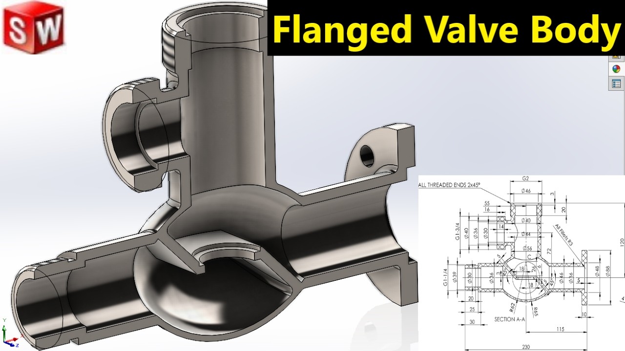 Solidworks Tutorial | Modeling an Industrial Valve Body #24 - YouTube