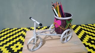 How to make a decorative bike from old newspaper/basikal hiasan surat khabar lama