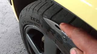 Removing an egg from the sidewall of your car tire. Sidewall bubble damage on side of the tire. VOTD