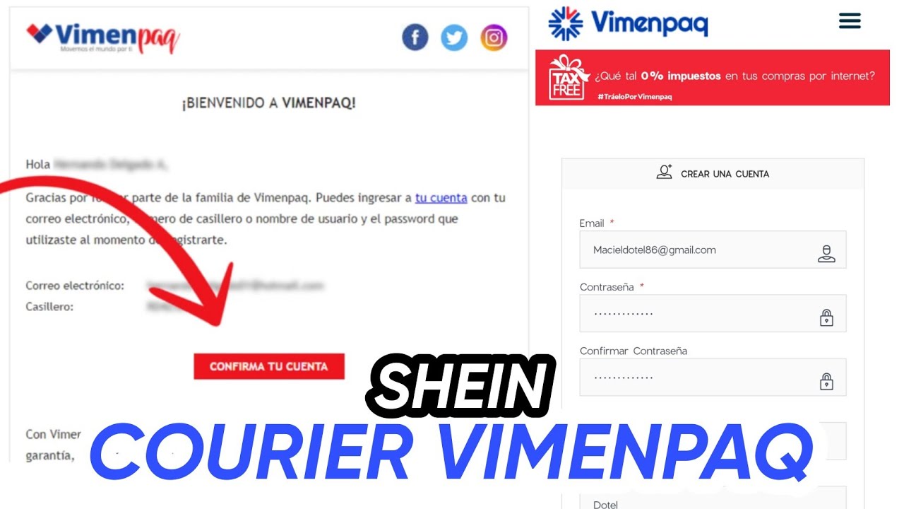 CREAR UNA CUENTA EN VIMENPAQ? COURIER PARA COMPRAR EN SHEIN DESDE
