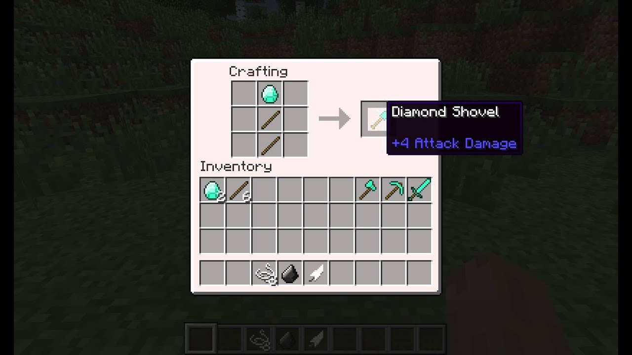 Minecraft - How to craft Sword, Pickaxe, Axe, Shovel, Hoe, Bow and ...