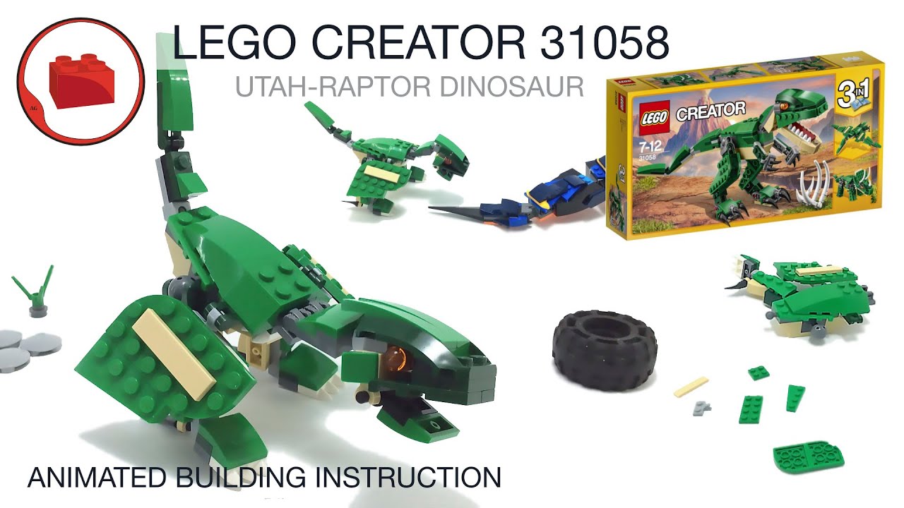 Lego Dinosaurs - Utah-Raptor dinosaur MOC - Lego Creator 31058 alternative  build instruction 
