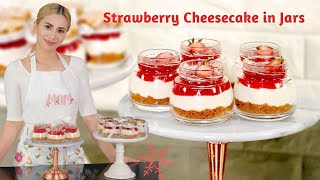 How to Make Strawberry Cheesecake | No Bake Cheesecake | Jar Cheesecake