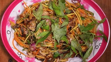 Cách Làm Gỏi Xoài Khô Cá Lóc Chua Cay kiểu người Thái ngon dã man | Mango Salad Recipe