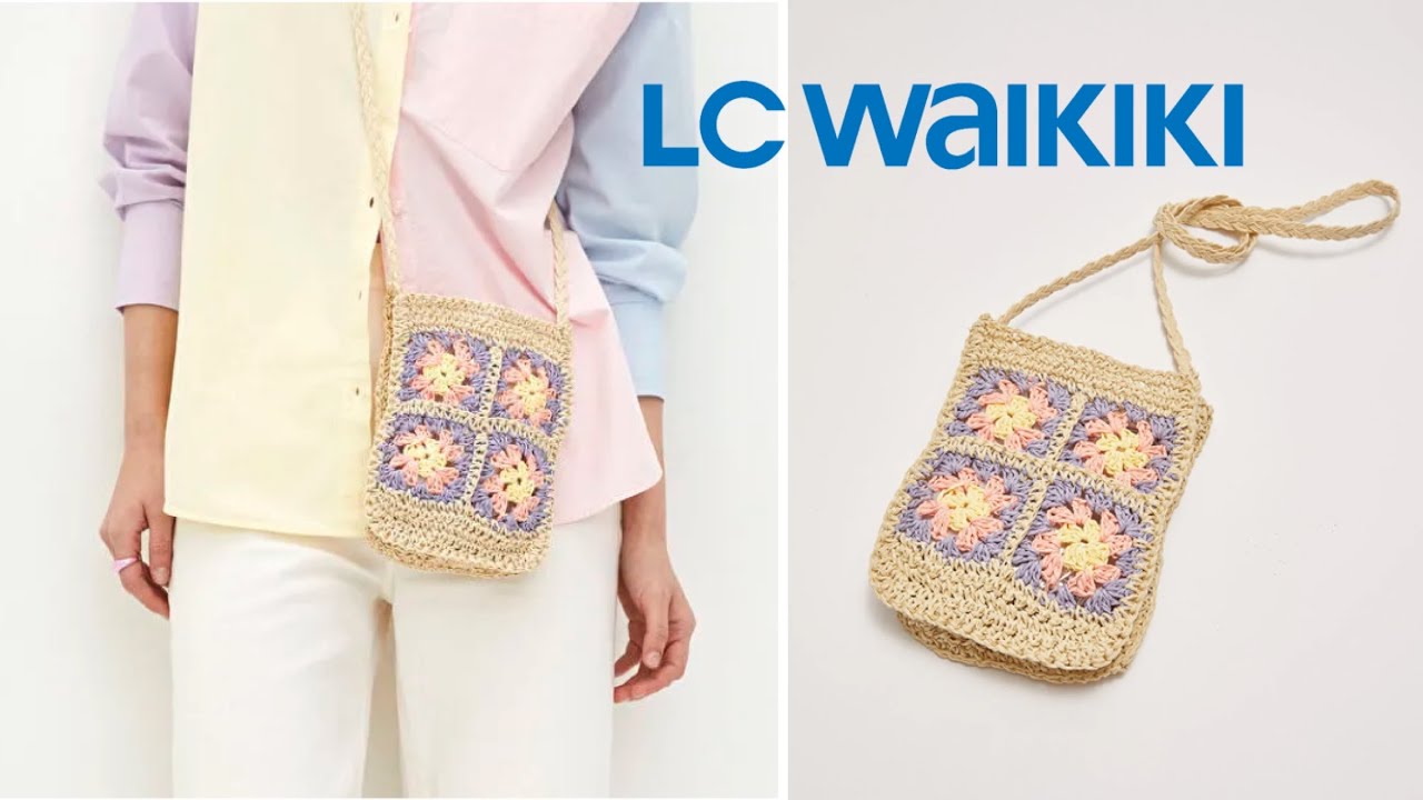 LC WAIKIKI MARKA HASIR ÇANTA YAPIMI - KAĞIT İP İLE ÖRGÜ MİNİ ÇANYA TARİFİ
