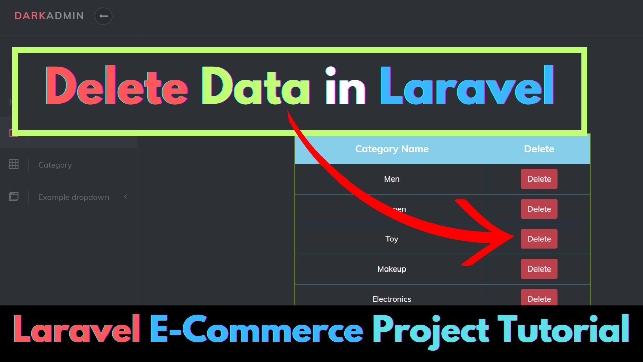 Delete Category data in Laravel | Laravel E-Commerce Project Tutorial ...