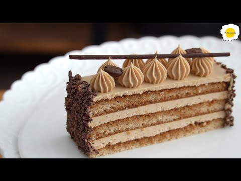 Caramel Coffee Buttercream Cake  Gteau crme au beurre et au caf   caramel