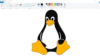 How To Draw Linux Penguin Logo In Ms Paint Tux The Penguin Drawing Step By Step.