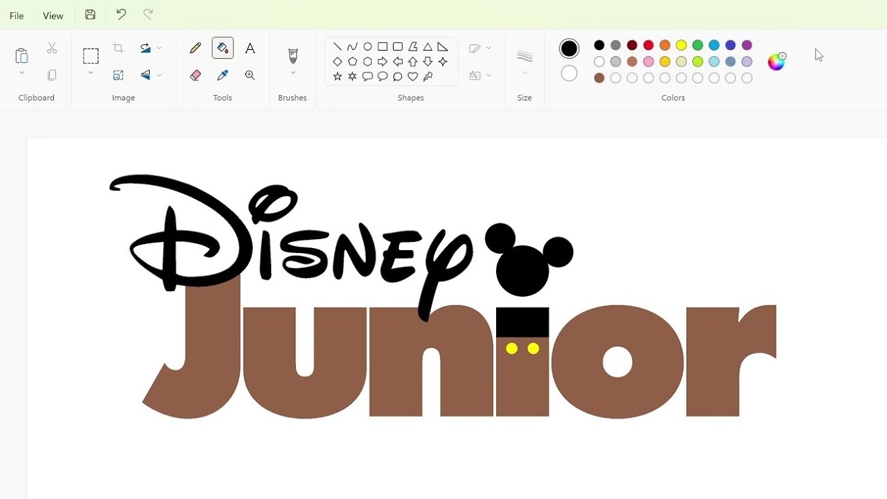How to draw a brown Disney Junior logo using MS Paint | How to draw on your computer