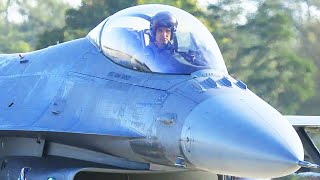 F-16 Fighting Falcon, F-22 Raptor, F-15 Strike Eagle and F-35 Lighting Aircraft Take Off and Landing