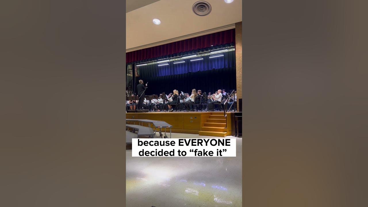 The entire middle school band was fake “playing”!! #peteytvprof