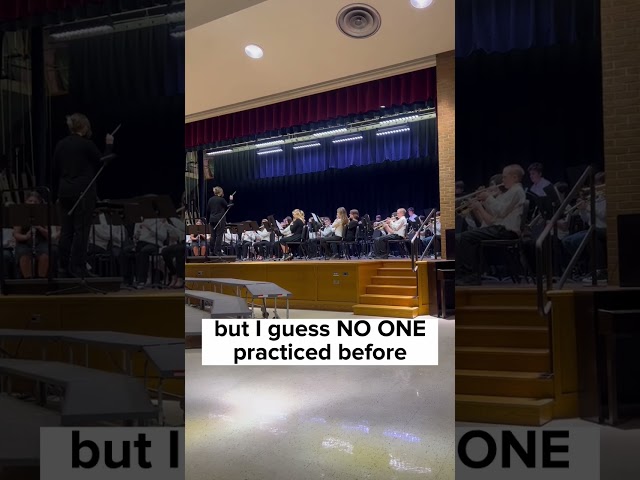 The entire middle school band was fake “playing”!! #peteytvprof class=
