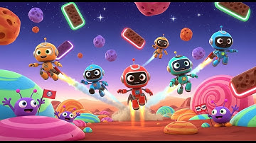 Five Little Robots on the Rocket Ride | Fun Counting Song for Kids | Silly Space Rhyme