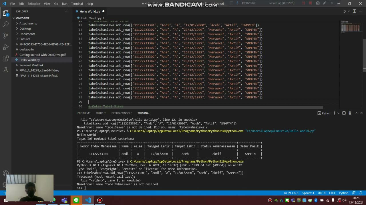 Membuat tabel data sederhana di Python dengan prettytable - YouTube