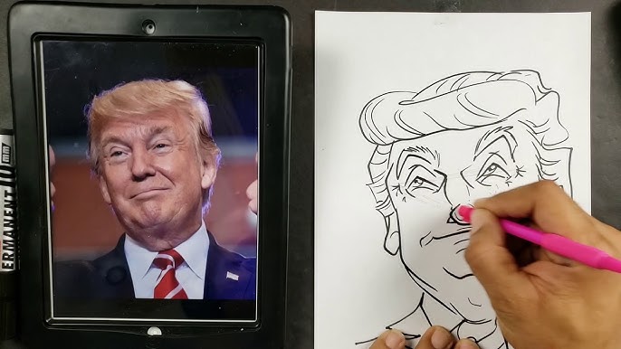 How to Draw Donald Trump Drawing Easy Sketch | Trump Cartoon ...