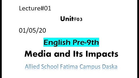 01-05-20 Pre-9th English Lecture#01 (Unit#03: Media and Its Impacts)