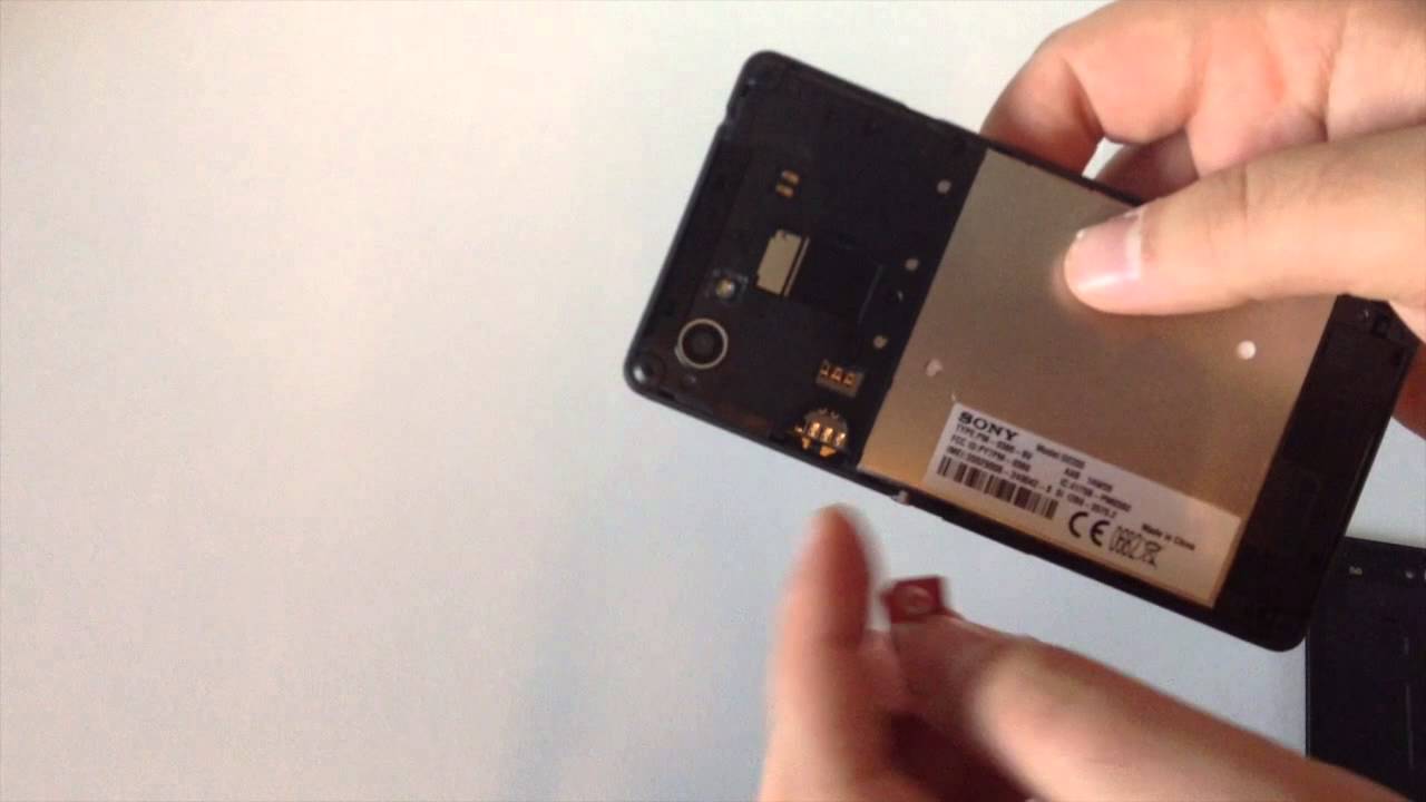 How to put sim card in Sony Xperia E3 - YouTube