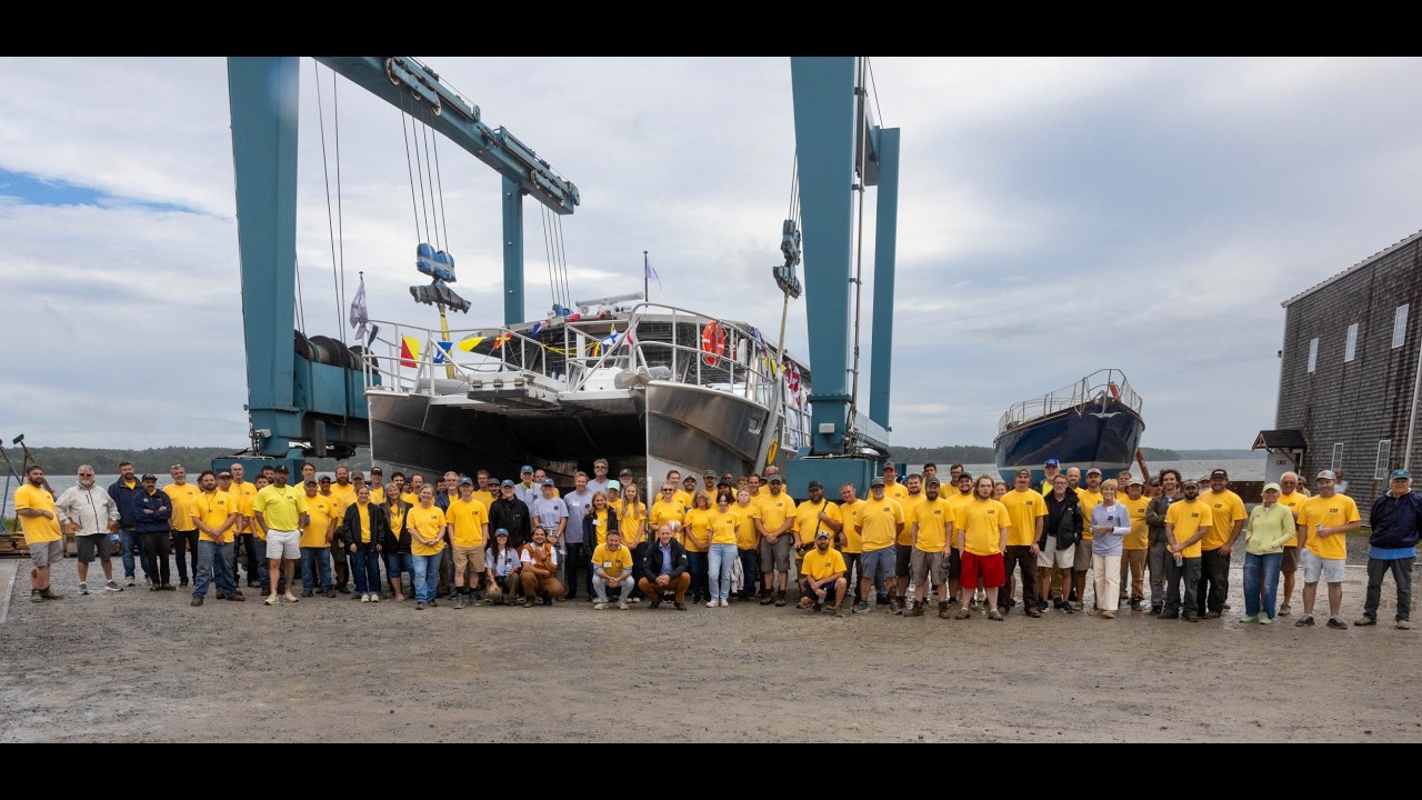 ⁣Lyman-Morse Celebrates the Launch of FIREFLY 49' Solar Electric Passenger Vessel