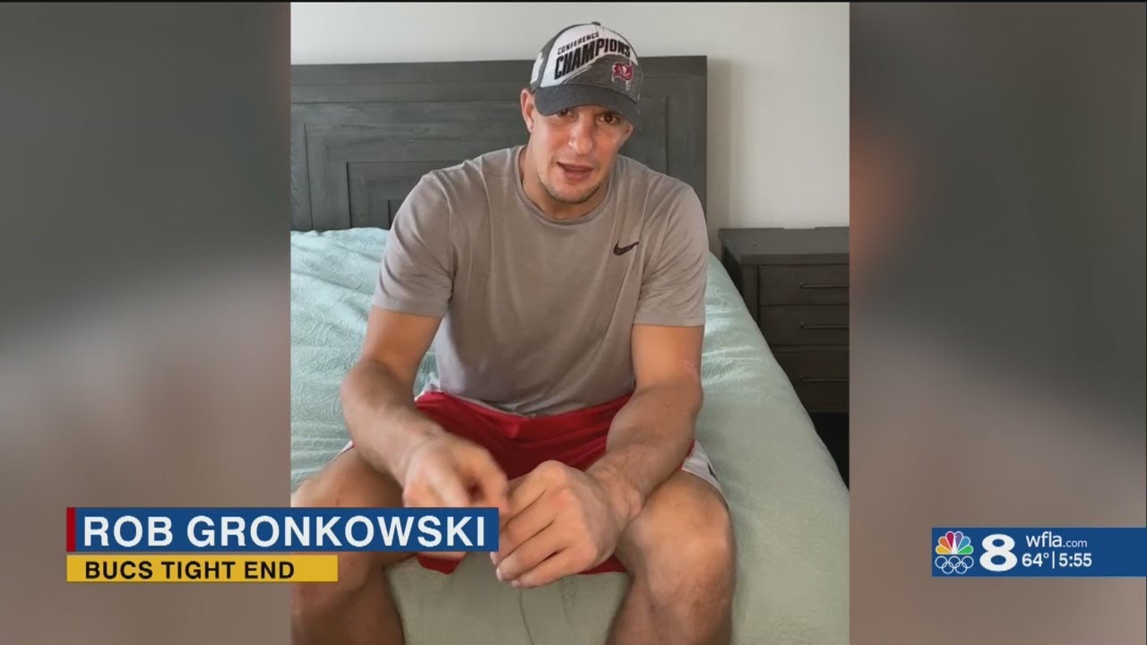 Rob Gronkowski surprises two AdventHealth workers with Super Bowl