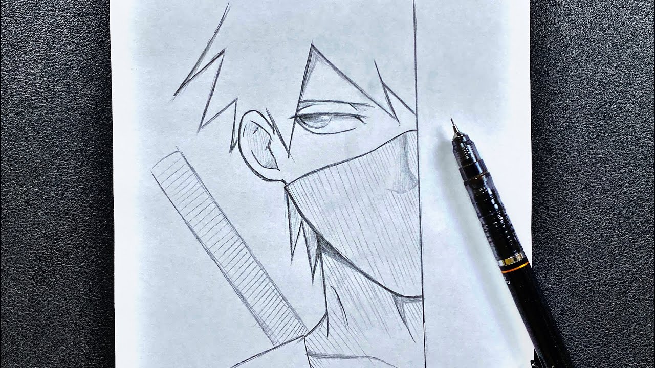 Easy anime sketch  how to draw naruto six paths sage mode half face easy  step-by-step 