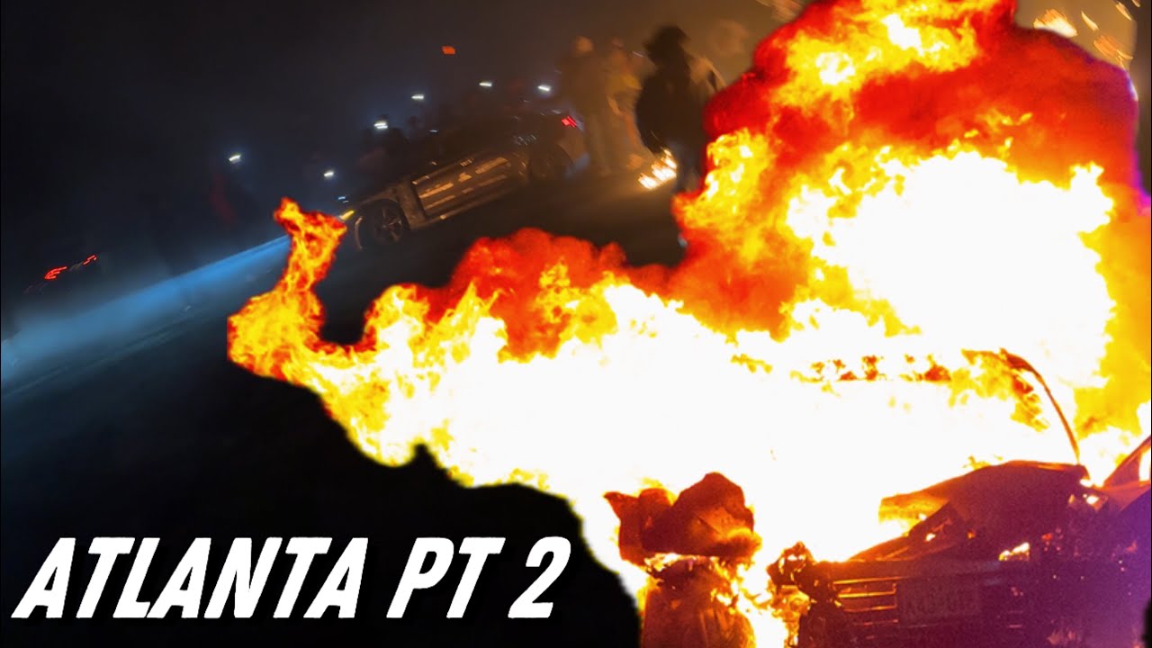 CAR CATCHES ON FIRE AT ATLANTA TAKEOVER 🤯 - YouTube