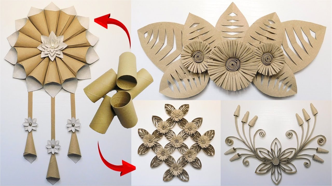 4 Easy Toilet Paper Rolls Reuse Craft Ideas ♻️ Handmade Wall Decorations 😍 Paper DIY Tutorials