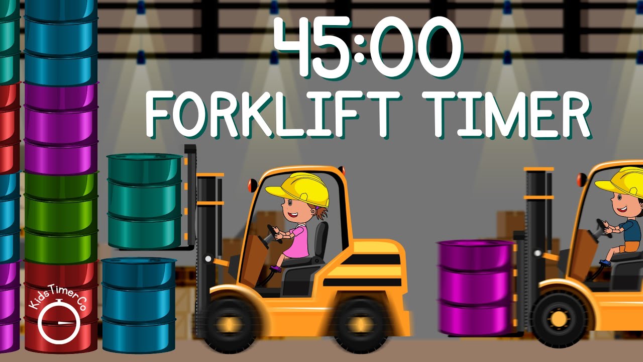 45 Minute Forklift Fun Timer! 🏭 Stacking Barrels Visual Timer + Surprises!