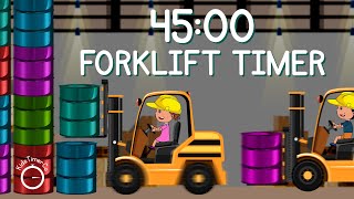 45 Minute Forklift Fun Timer! 🏭 Stacking Barrels Visual Timer + Surprises!