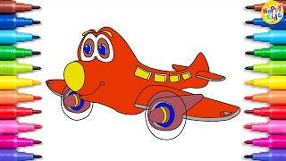 Drawing a Cute Airplane - Coloring Pages For Children - Learn Drawing