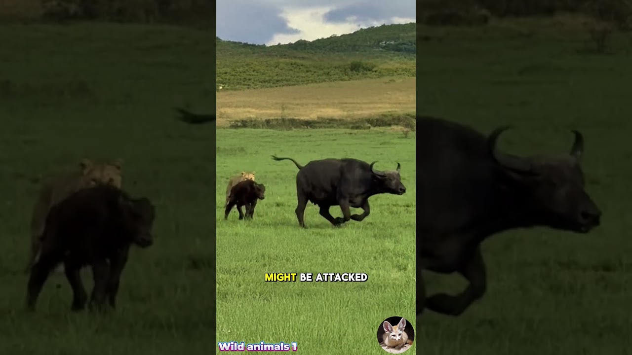 Mother Buffalo Risks Everything To Save Her Calf From Lion Attack  #animals #wildlife