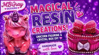 Glam Crystal Resin Box & Cute Unicorn DIY ✨🦄 | Pink Sparkly Resin Creations
