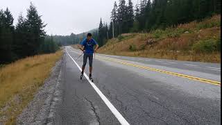 Skimo roller ski drill: Full double poling - front view