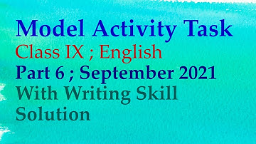 Model Activity Class IX ENGLISH September 2021