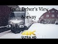 Train drivers view from rain to complete whiteout on the mountain