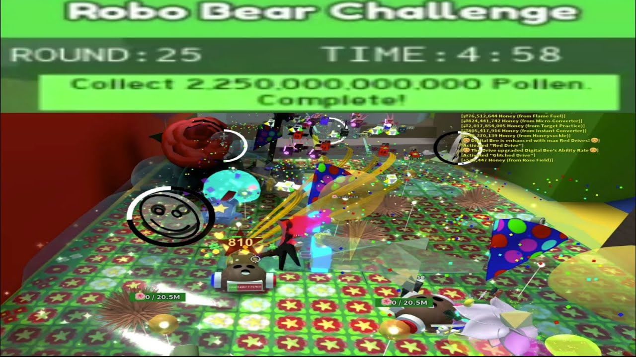 World Record Completing in 2 Seconds Round 25 in Robo Bear Challenge  Bee Swarm Simulator