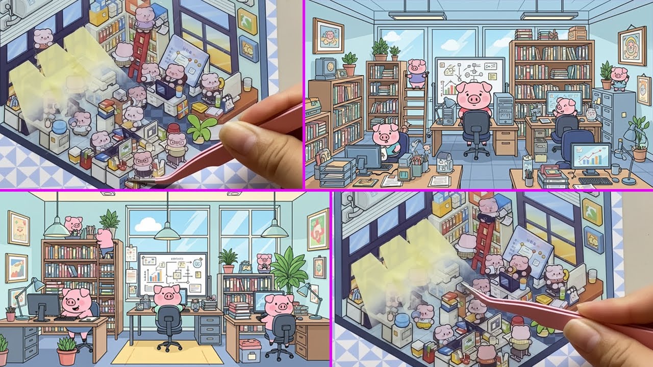 [ASMR] DIY Cozy Sticker Workday Illustration ✨ Soft Pastel Colors & Cute Characters