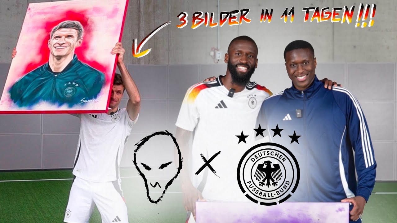 Meine Bildübergabe an Thomas Müller, Antonio Rüdiger & Ilkay Gündogan! 🤯| Artist | Alieu Sawaneh